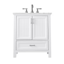 Isla 30" Free Standing Single Basin Vanity Set with Cabinet and Marble Vanity Top