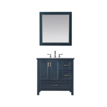 Isla 36" Free Standing Single Basin Vanity Set with Cabinet, Marble Vanity Top, and Framed Mirror