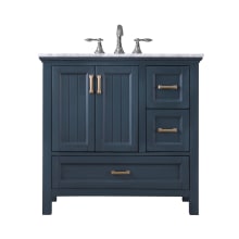 Isla 36" Free Standing Single Basin Vanity Set with Cabinet and Marble Vanity Top