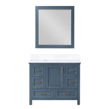 Isla 42" Free Standing Single Basin Vanity Set with Cabinet, Engineered Stone Vanity Top, and Framed Mirror