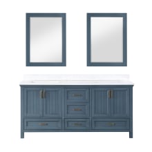 Isla 72" Free Standing Double Basin Vanity Set with Cabinet, Engineered Stone Vanity Top, and Framed Mirrors