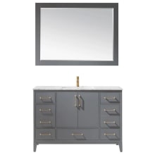 Sutton 48" Free Standing Single Basin Vanity Set with Cabinet, Marble Vanity Top, and Framed Mirror