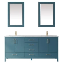 Sutton 72" Free Standing Double Basin Vanity Set with Cabinet, Marble Vanity Top, and Framed Mirrors