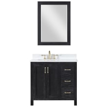 Hadiya 36" Free Standing Single Basin Vanity Set with Cabinet, Stone Composite Vanity Top, and Framed Mirror