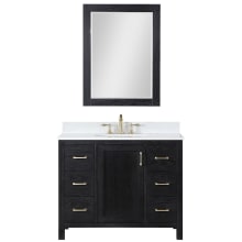 Hadiya 42" Free Standing Single Basin Vanity Set with Cabinet, Stone Composite Vanity Top, and Framed Mirror