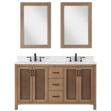 Hadiya 60" Free Standing Double Basin Vanity Set with Cabinet, Stone Composite Vanity Top, and Framed Mirror
