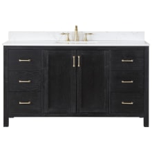 Hadiya 60" Free Standing Single Basin Vanity Set with Cabinet and Stone Composite Vanity Top