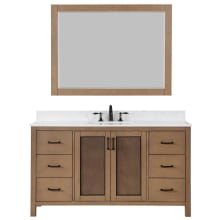 Hadiya 60" Free Standing Single Basin Vanity Set with Cabinet, Stone Composite Vanity Top, and Framed Mirror