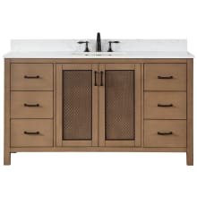 Hadiya 60" Free Standing Single Basin Vanity Set with Cabinet and Stone Composite Vanity Top