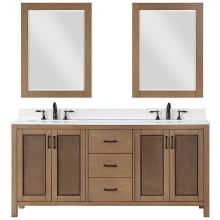 Hadiya 72" Free Standing Double Basin Vanity Set with Cabinet, Stone Composite Vanity Top, and Framed Mirror