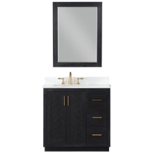 Gazsi 36" Free Standing Single Basin Vanity Set with Cabinet, Stone Composite Vanity Top, and Framed Mirror
