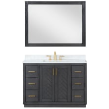 Gazsi 48" Free Standing Single Basin Vanity Set with Cabinet, Stone Composite Vanity Top, and Framed Mirror