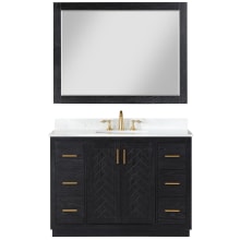 Gazsi 48" Free Standing Single Basin Vanity Set with Cabinet, Stone Composite Vanity Top, and Framed Mirror