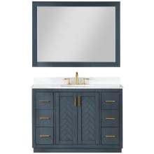 Gazsi 48" Free Standing Single Basin Vanity Set with Cabinet, Stone Composite Vanity Top, and Framed Mirror