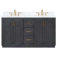 Gazsi 60" Free Standing Double Basin Vanity Set with Cabinet and Stone Composite Vanity Top