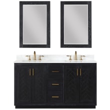 Gazsi 60" Free Standing Double Basin Vanity Set with Cabinet, Stone Composite Vanity Top, and Framed Mirror