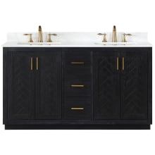 Gazsi 60" Free Standing Double Basin Vanity Set with Cabinet and Stone Composite Vanity Top