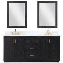 Gazsi 72" Free Standing Double Basin Vanity Set with Cabinet, Stone Composite Vanity Top, and Framed Mirror