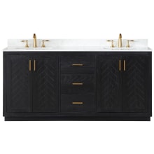 Gazsi 72" Free Standing Double Basin Vanity Set with Cabinet and Stone Composite Vanity Top