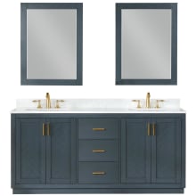 Gazsi 72" Free Standing Double Basin Vanity Set with Cabinet, Stone Composite Vanity Top, and Framed Mirror