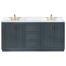 Gazsi 72" Free Standing Double Basin Vanity Set with Cabinet and Stone Composite Vanity Top
