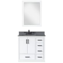 Monna 36" Free Standing Single Basin Vanity Set with Cabinet, Stone Composite Vanity Top, and Framed Mirror