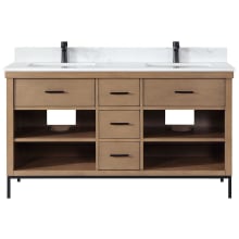 Kesia 60" Free Standing Double Basin Vanity Set with Cabinet and Stone Composite Vanity Top