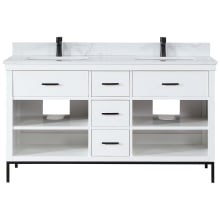 Kesia 60" Free Standing Double Basin Vanity Set with Cabinet and Stone Composite Vanity Top