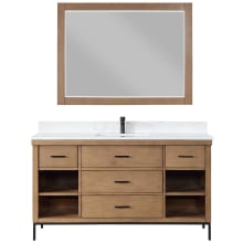 Kesia 60" Free Standing Single Basin Vanity Set with Cabinet, Stone Composite Vanity Top, and Framed Mirror