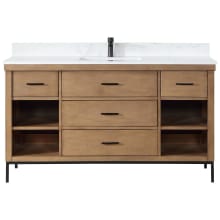 Kesia 60" Free Standing Single Basin Vanity Set with Cabinet and Stone Composite Vanity Top