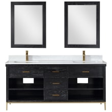 Kesia 72" Free Standing Double Basin Vanity Set with Cabinet, Stone Composite Vanity Top, and Framed Mirror