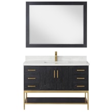 Wildy 48" Free Standing Single Basin Vanity Set with Cabinet, Stone Composite Vanity Top, and Framed Mirror