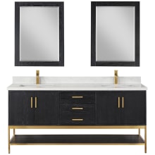 Wildy 72" Free Standing Double Basin Vanity Set with Cabinet, Stone Composite Vanity Top, and Framed Mirror