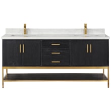 Wildy 72" Free Standing Double Basin Vanity Set with Cabinet and Stone Composite Vanity Top