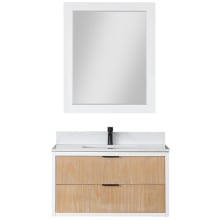 Dione 36" Wall Mounted Single Basin Vanity Set with Cabinet, Stone Composite Vanity Top, and Framed Mirror