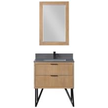 Helios 30" Free Standing Single Basin Vanity Set with Cabinet, Stone Composite Vanity Top, and Framed Mirror