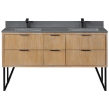 Helios 60" Free Standing Double Basin Vanity Set with Cabinet and Stone Composite Vanity Top