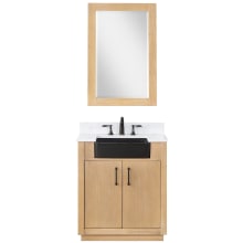 Novago 30" Free Standing Single Basin Vanity Set with Cabinet, Stone Composite Vanity Top, and Framed Mirror