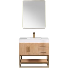 Bianco 36" Free Standing Single Basin Vanity Set with Cabinet, Stone Composite Vanity Top, and Framed Mirror