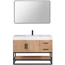 Bianco 48" Free Standing Single Basin Vanity Set with Cabinet, Stone Composite Vanity Top, and Framed Mirror