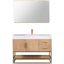 Bianco 48" Free Standing Single Basin Vanity Set with Cabinet, Stone Composite Vanity Top, and Framed Mirror