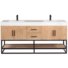 Bianco 72" Free Standing Double Basin Vanity Set with Cabinet and Stone Composite Vanity Top