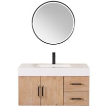 Corchia 36" Wall Mounted Single Basin Vanity Set with Cabinet, Stone Composite Vanity Top, and Framed Mirror