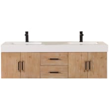 Corchia 60" Wall Mounted Double Basin Vanity Set with Cabinet and Stone Composite Vanity Top
