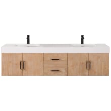 Corchia 72" Wall Mounted Double Basin Vanity Set with Cabinet and Stone Composite Vanity Top