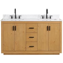 Perla 60" Free Standing Double Basin Vanity Set with Cabinet and Stone Composite Vanity Top