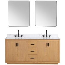 Perla 72" Free Standing Double Basin Vanity Set with Cabinet, Stone Composite Vanity Top, and Framed Mirror