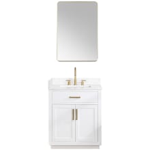 Gavino 30" Free Standing Single Basin Vanity Set with Cabinet, Stone Composite Vanity Top, and Framed Mirror