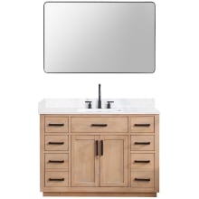 Gavino 48" Free Standing Single Basin Vanity Set with Cabinet, Stone Composite Vanity Top, and Framed Mirror