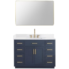 Gavino 48" Free Standing Single Basin Vanity Set with Cabinet, Stone Composite Vanity Top, and Framed Mirror